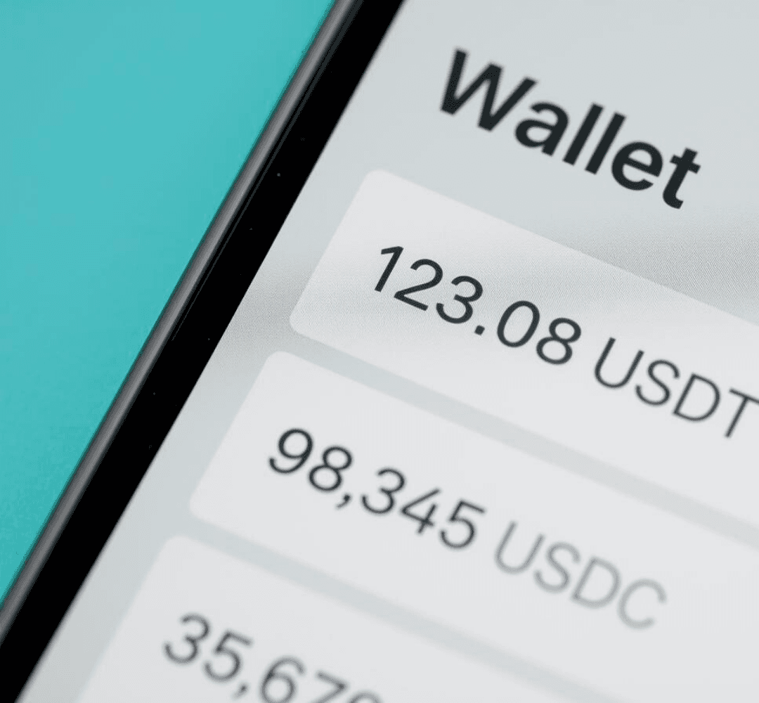 Digital Wallet Interface showing USDT, USDC, and other stablecoin balances